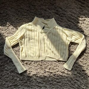 Cream Ribbed Women's Sweater
